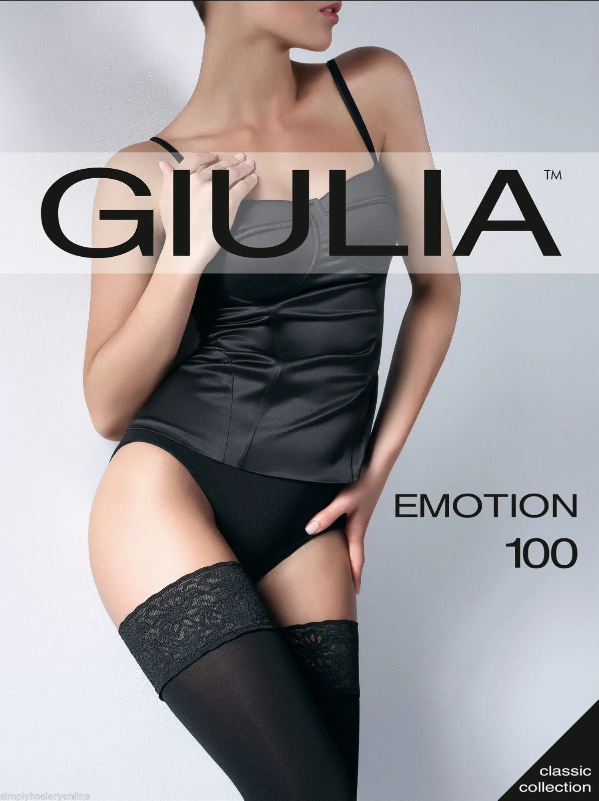 Giulia Emotion 100 Denier Opaque Luxury Lace Top Hold Ups