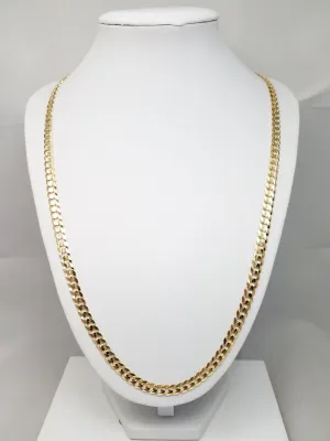 Gleaming 23.75" Solid 14k Yellow Gold Concave Curb Link Chain Necklace