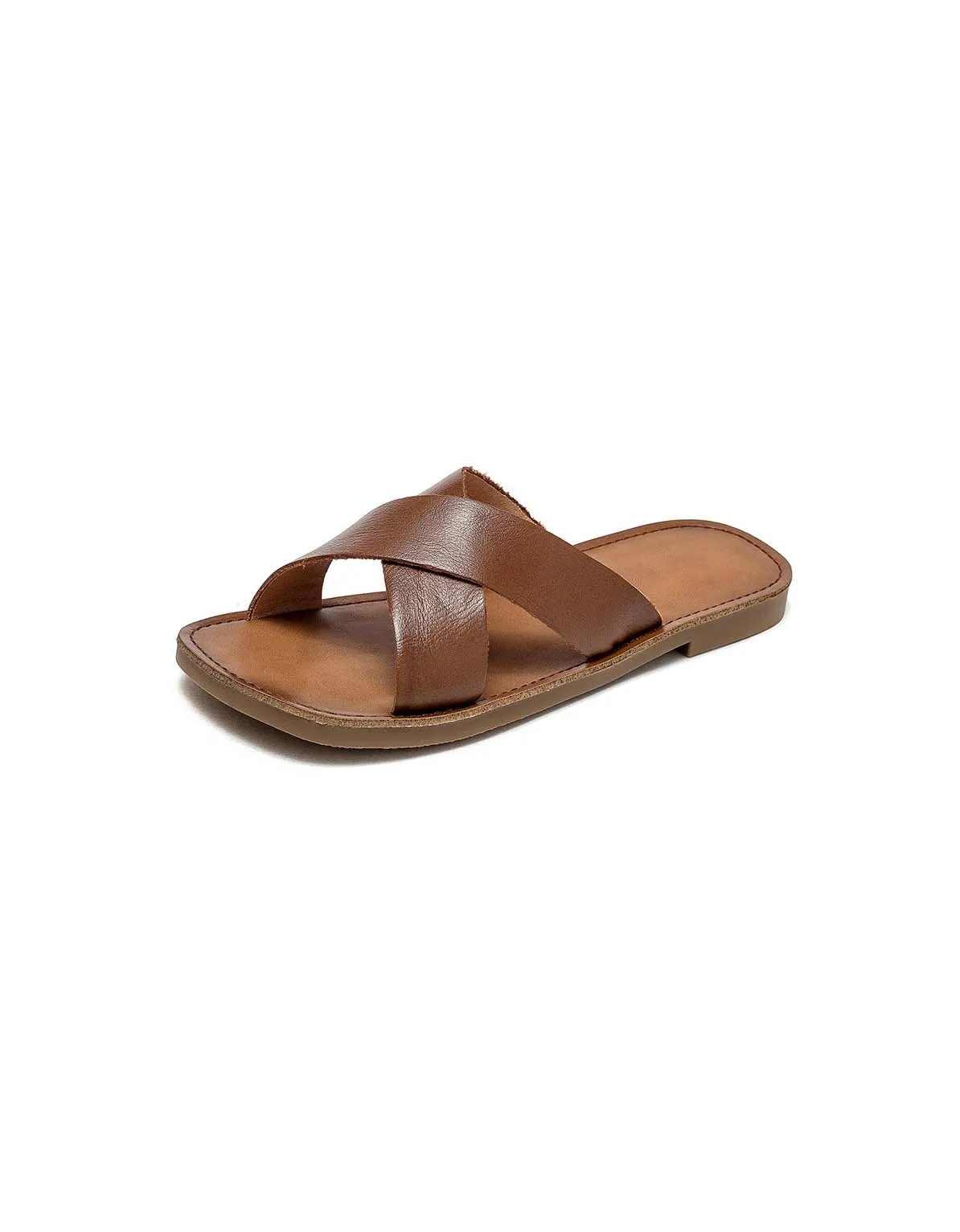 Handmade Cross Strap Soft Leather Slipper