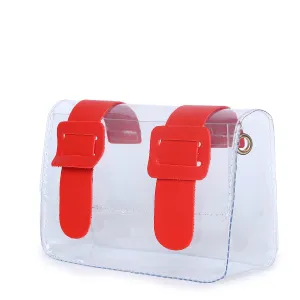 Haute Sauce Transparent Red Pouch Sling Bag with Magnet Lock for Women & Girls | Bags for women | Trendy, Cute, Fancy, Stylish, Purse, handbag, side bag for ladies | small bags for women