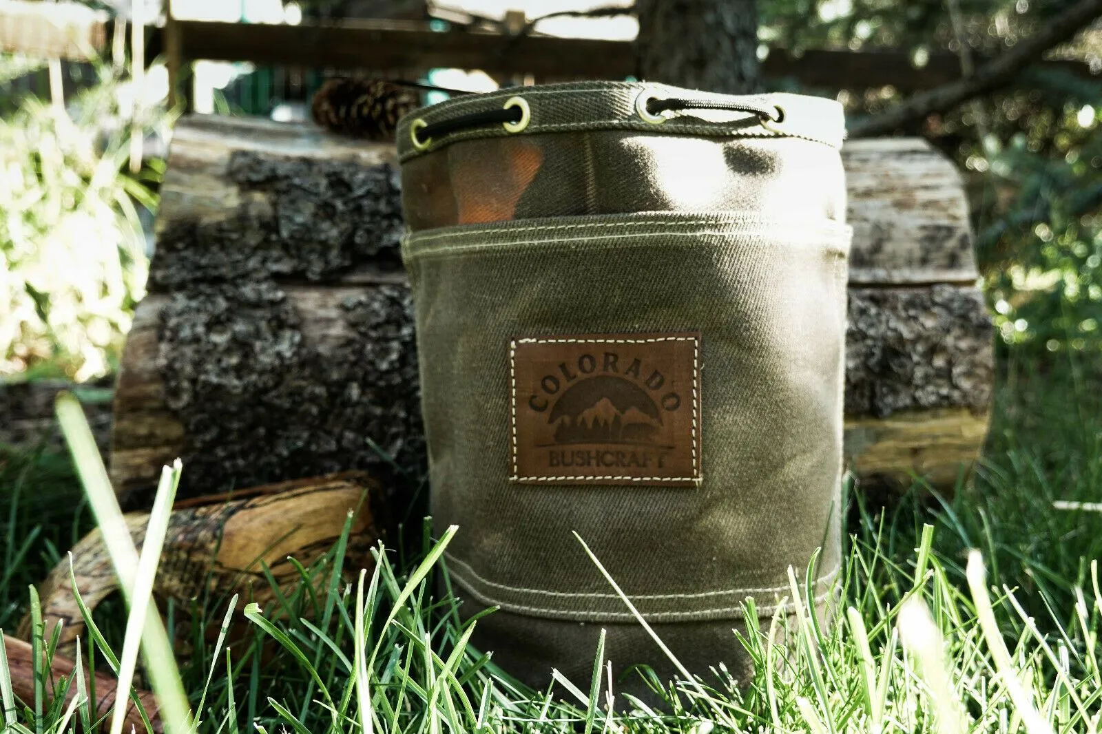 Heavy Weight (18 oz) Waxed Canvas Bushcraft Round Bottom Bushpot Bag Bushcraft Survival Camping (various sizes)