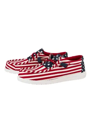 HEYDUDE Men’s Wally Americana Shoes in American Flag | 40687-9CW