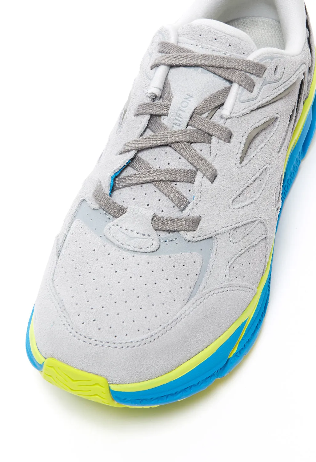 Hoka Clifton L Suede Trainers - Lunar Rock/Diva Blue