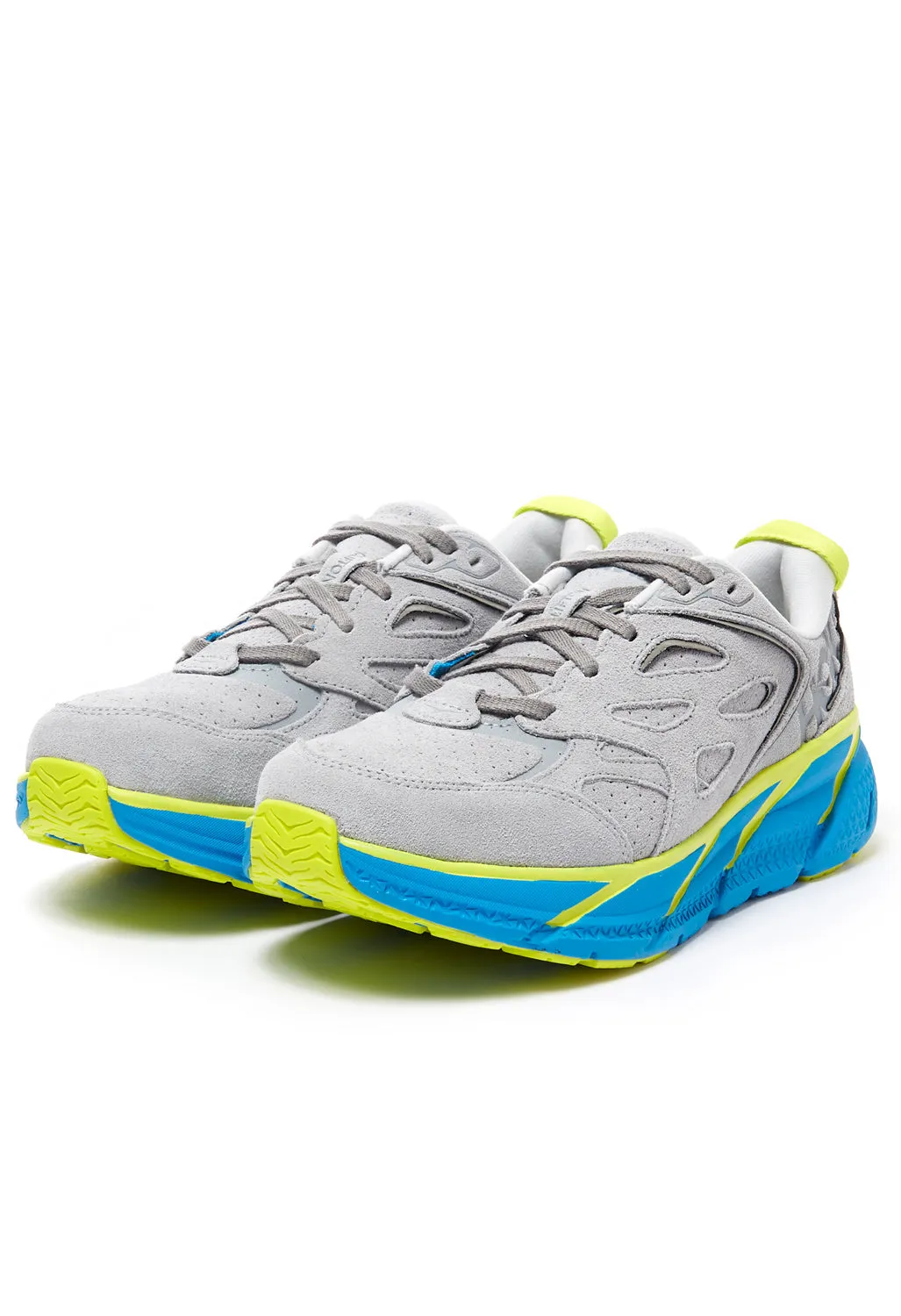 Hoka Clifton L Suede Trainers - Lunar Rock/Diva Blue