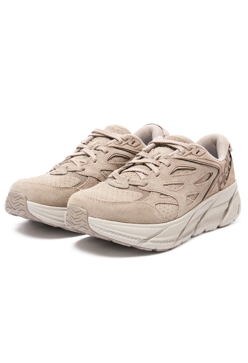 Hoka Clifton L Suede Trainers - Simply Taupe/Pumice Stone