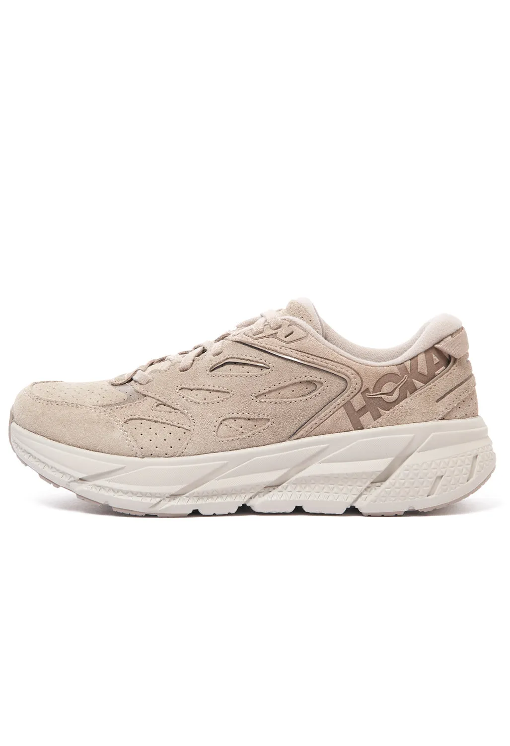 Hoka Clifton L Suede Trainers - Simply Taupe/Pumice Stone