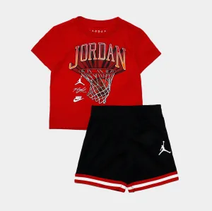 Hoops Tee and Mesh Short Set Toddler Set (Black/Red)