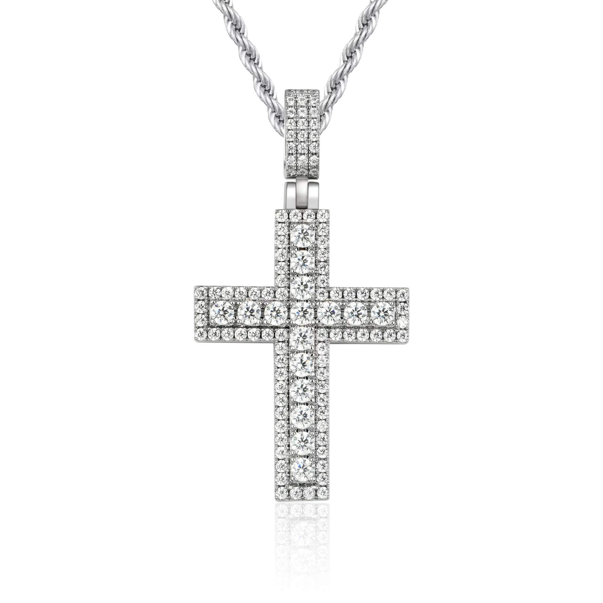 Iced Double Layered Cross Pendant