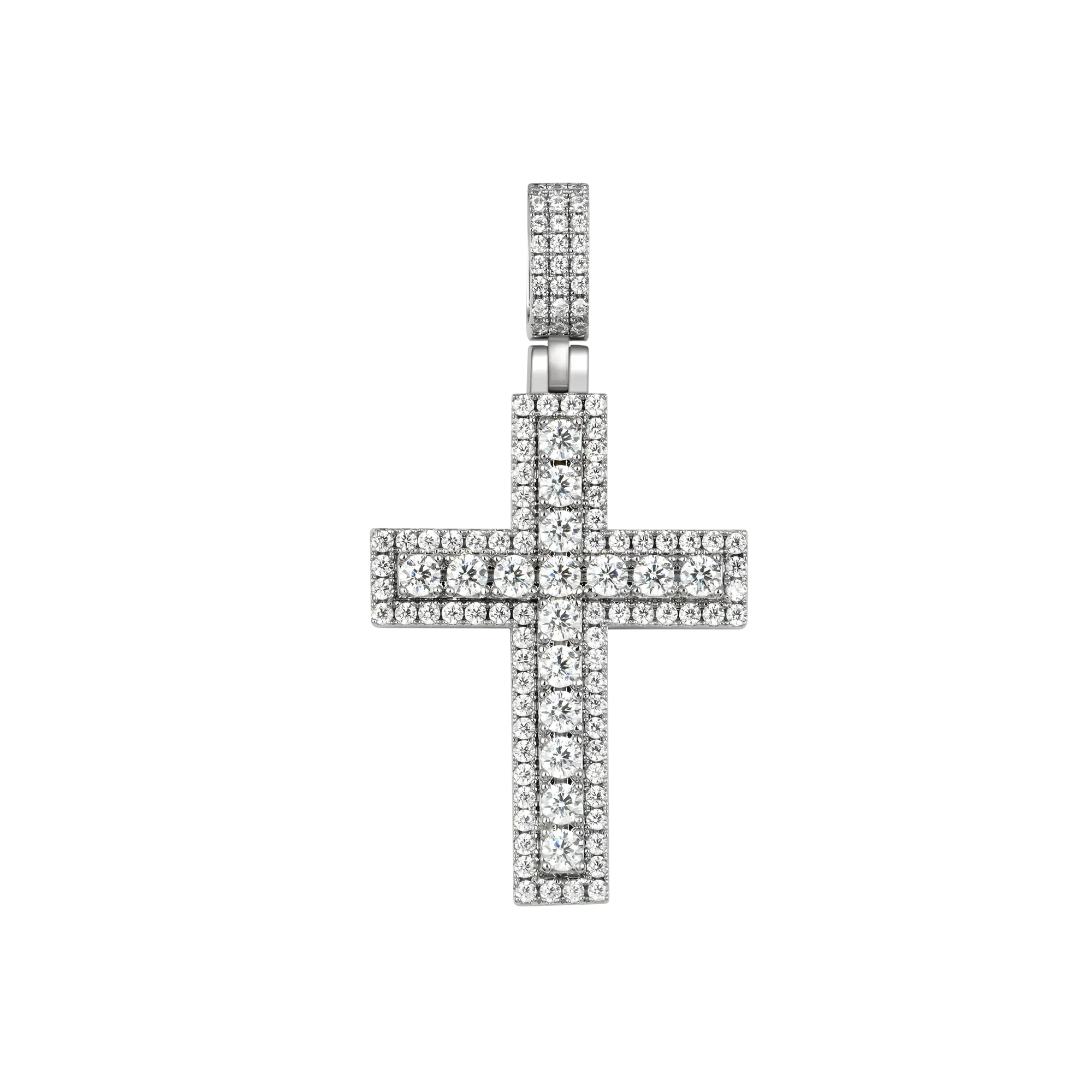 Iced Double Layered Cross Pendant