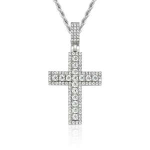 Iced Double Layered Cross Pendant