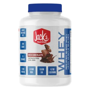 JACK'S NUTRITION Whey Protein 5Lb/2.27Kg | 25g Protein,| 11.8g EAA,| 5.76g BCAA,| 4.2g Glutamine| Low carb,| Zero Sugar | Gluten Free| -76 Servings- Lean Muscle protein (RICH CHOCOLATE)