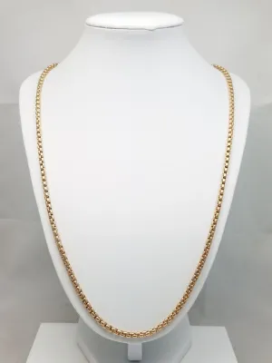 Jazzy 24.5" Solid 10k Yellow Gold Round Box Link Chain Necklace