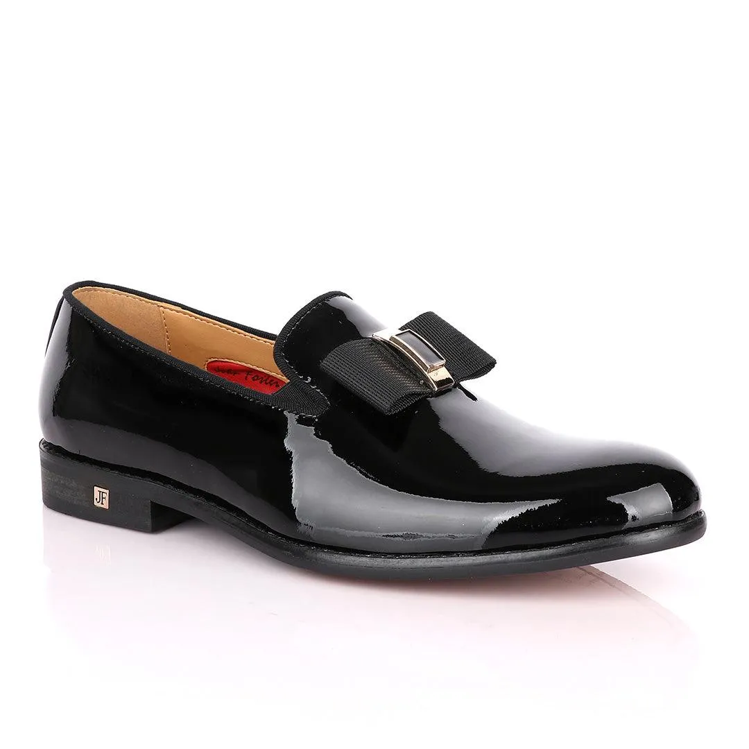 John Foster Patent Bow Wetlips Black Loafers Shoe