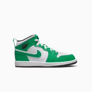 Kid's Air Jordan 1 Mid "Lucky Green" Pre School