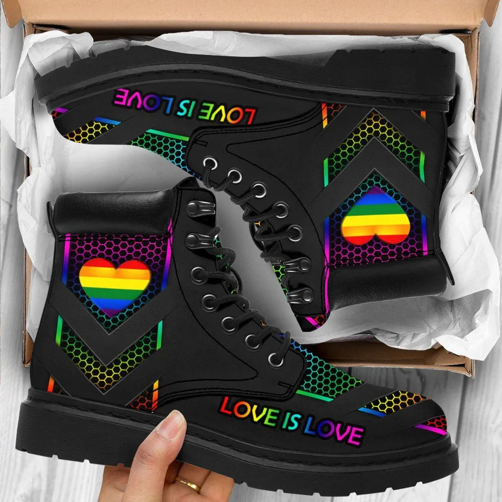 Lgbt Love Is Love Leather Boots 2 - Christian Shoes For Men And Women