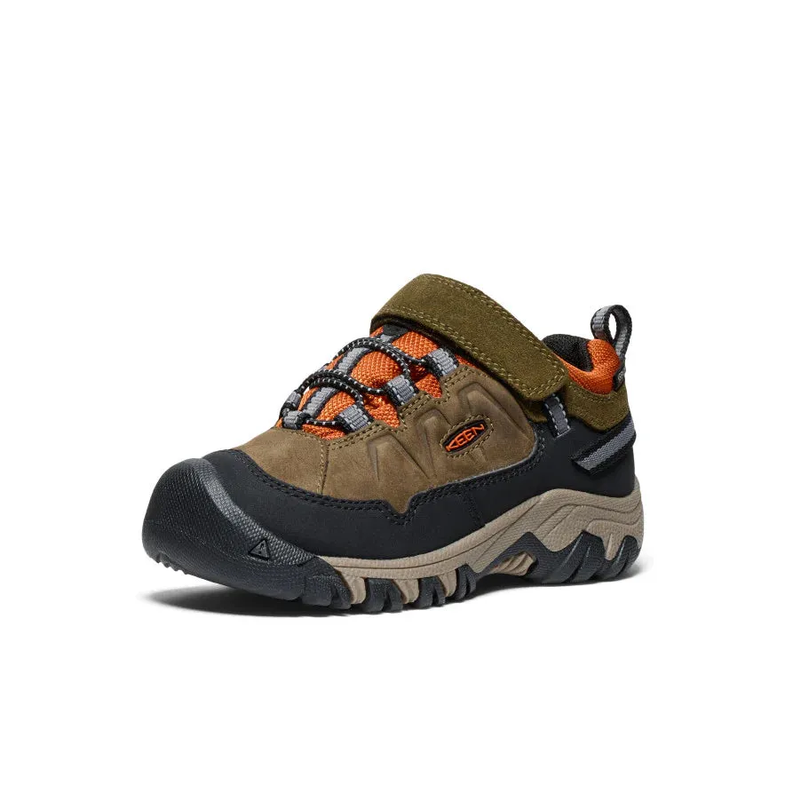 Little Kid's Keen Targhee IV Waterproof Hiking Shoe Color: Dark Olive/Gold Flame