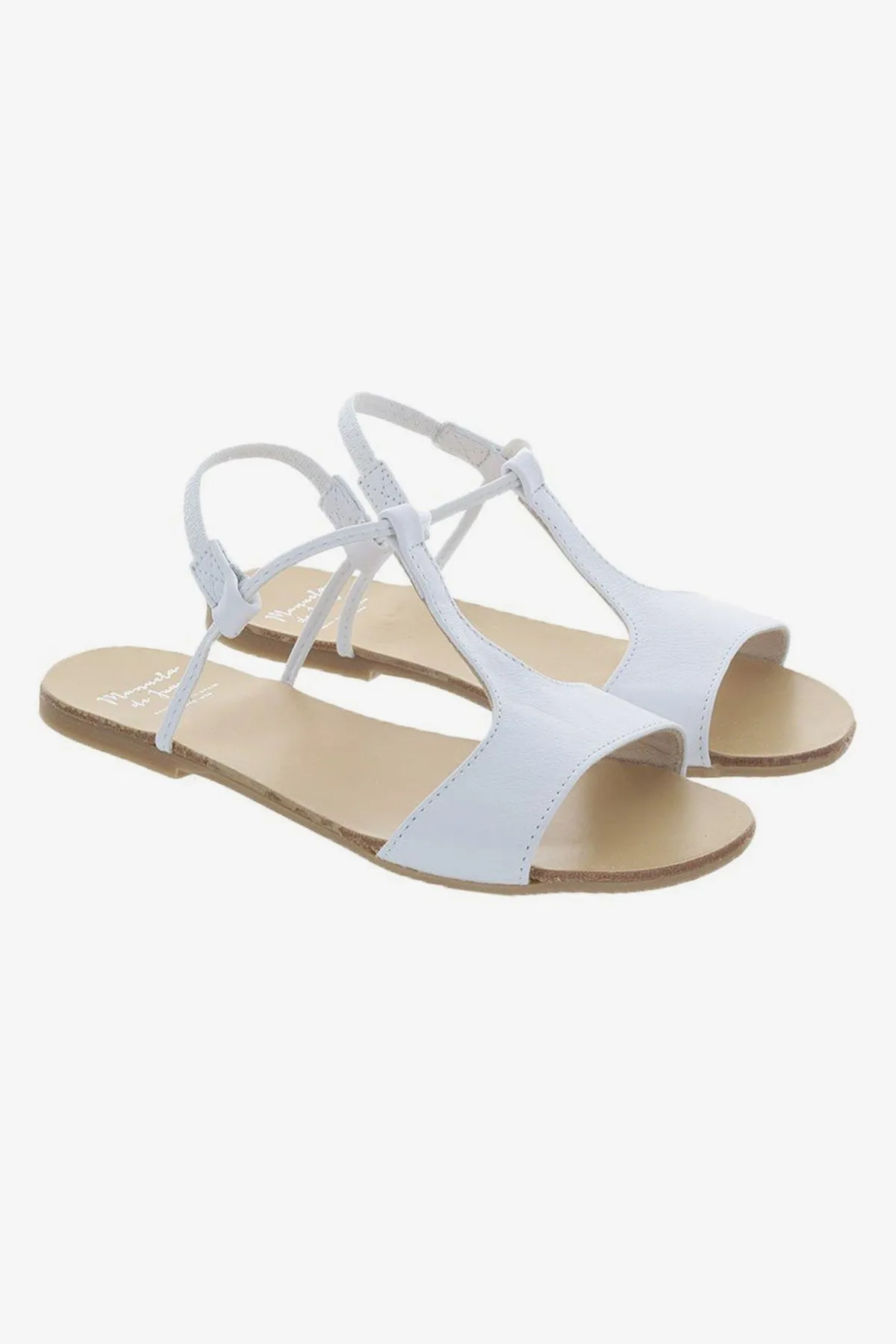 Manuela de Juan Mikonos White Girls Sandals