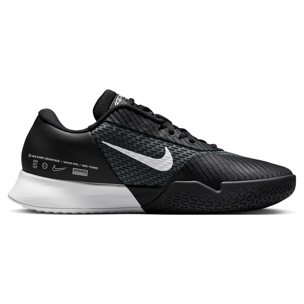 Men's Air Zoom Vapor Pro 2 Tennis Shoes Black and White