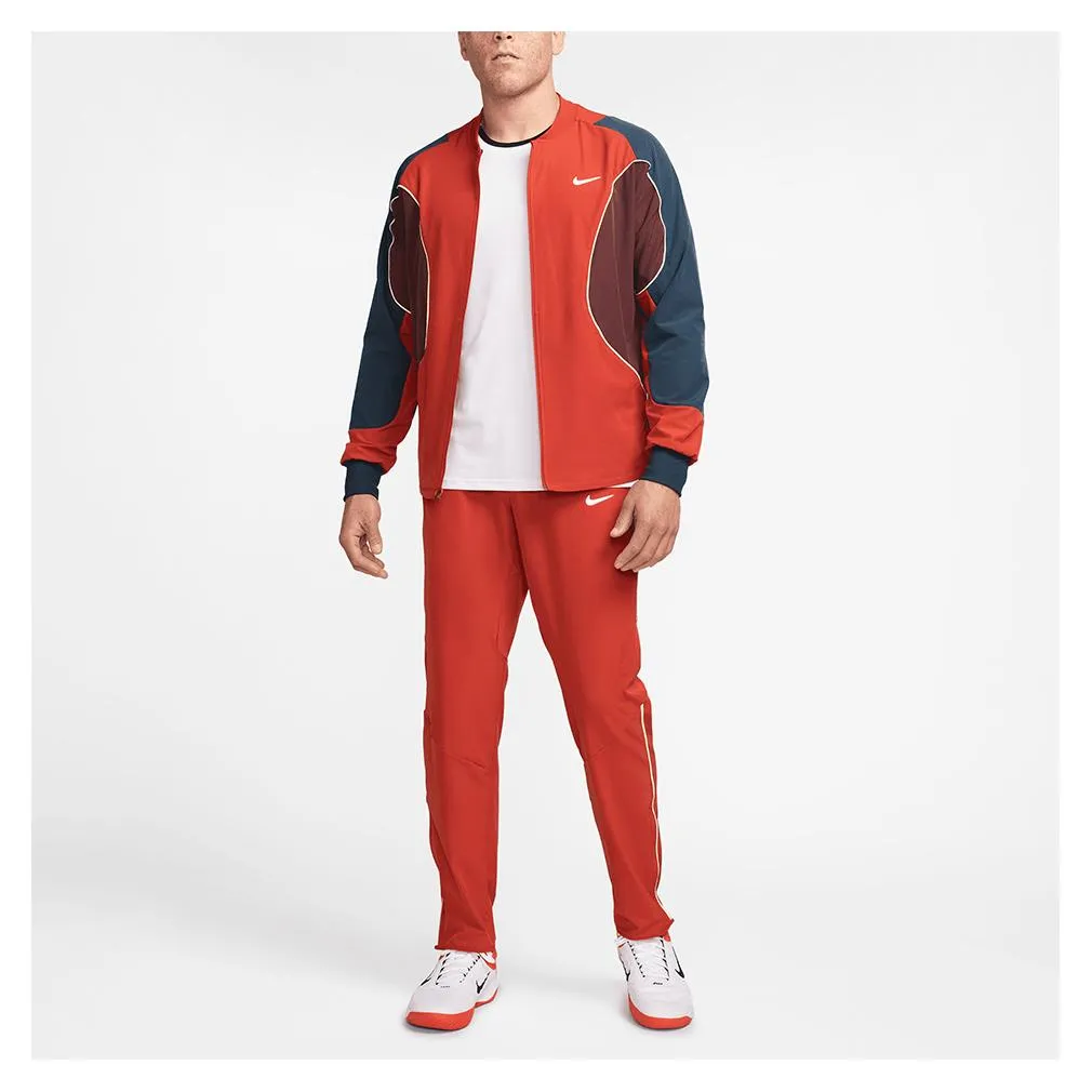 Mens Dri-Fit Advantage Tennis Pants Dragon Red and White