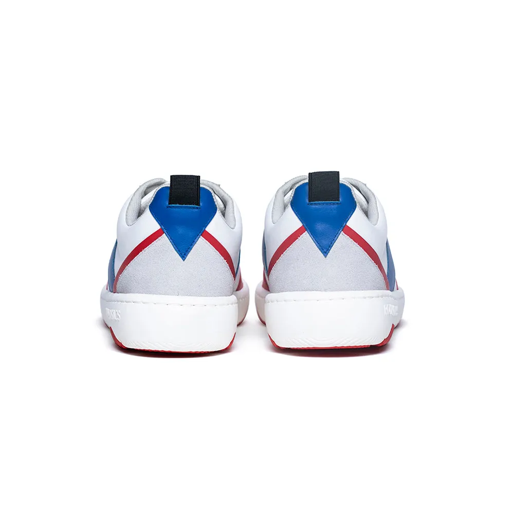 Men's Rider White Red Blue Leather Sneakers 06794-015