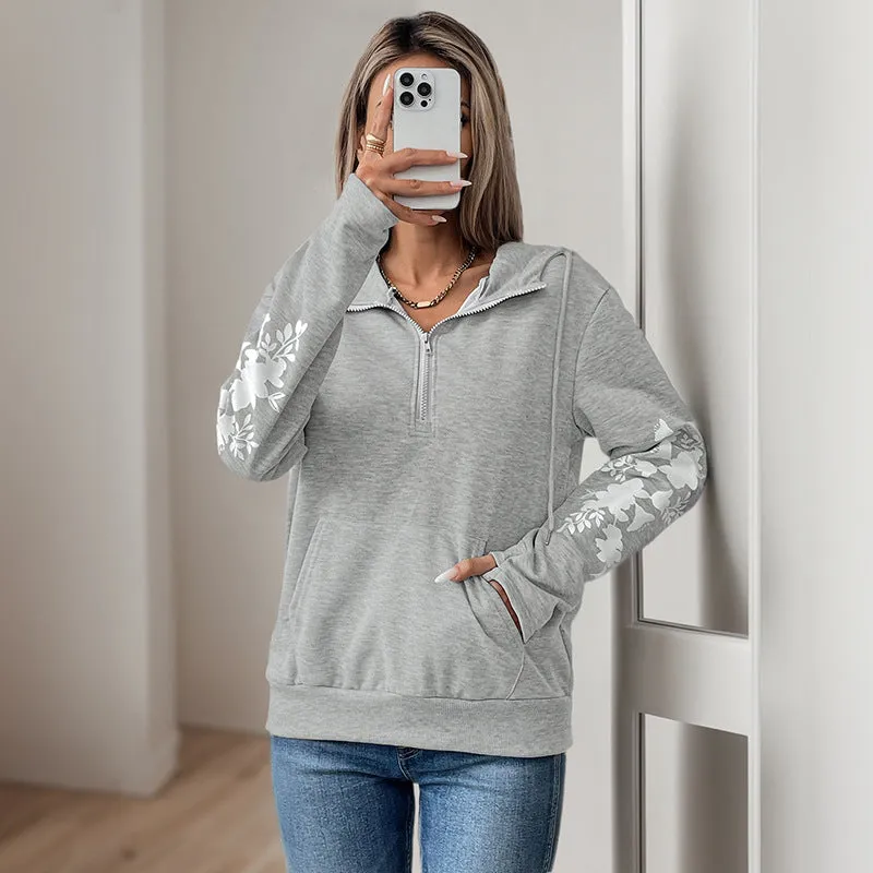 METAVERSMALL women's clothing new solid-color hooded sweater  2025 printed long-sleeved thin pullover women's sweater