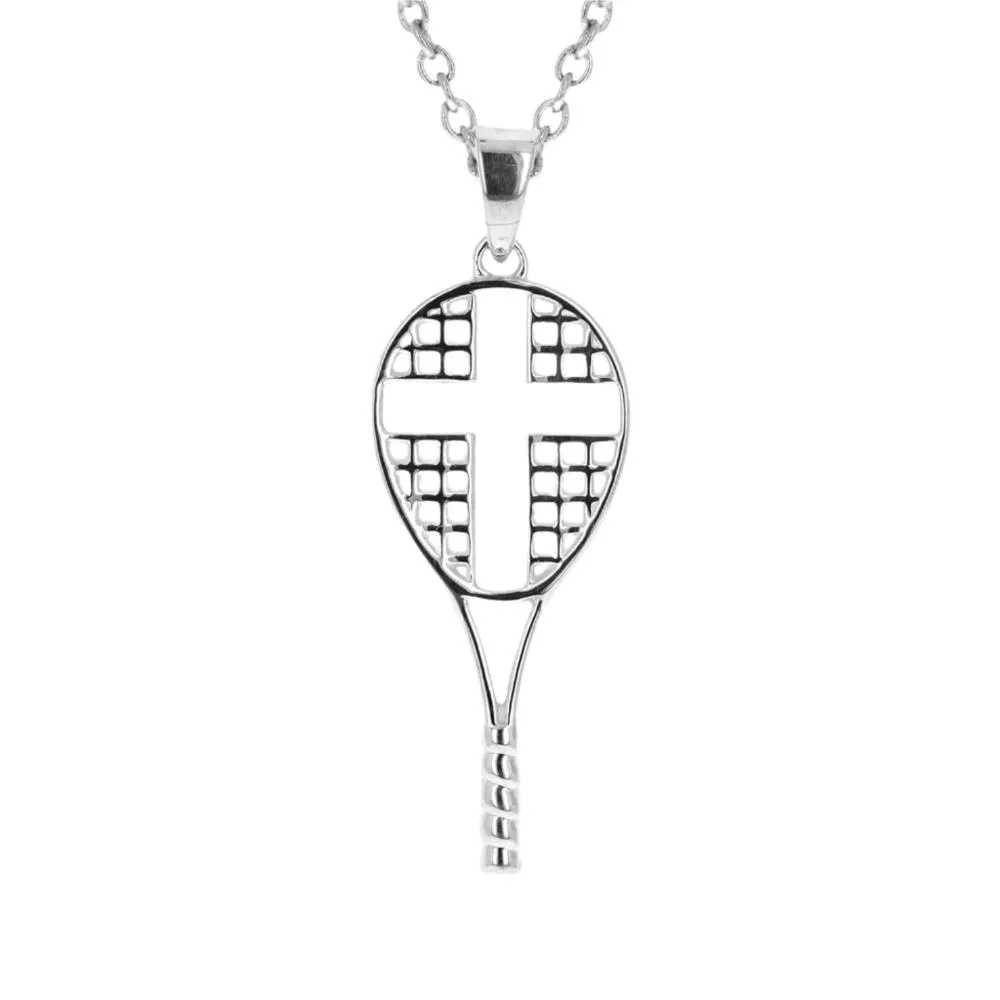 Mini Love All Tennis Cross Necklace | Sterling