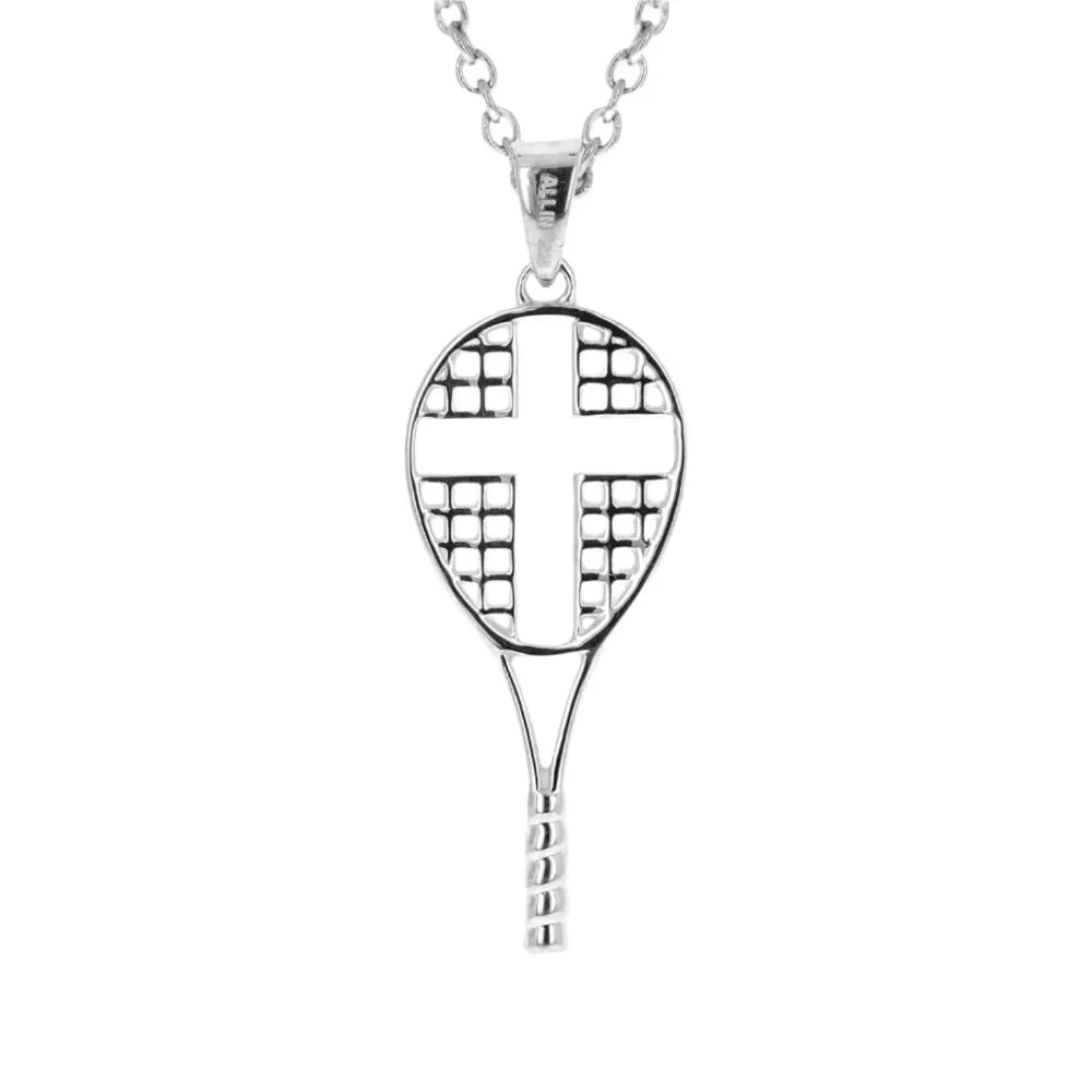 Mini Love All Tennis Cross Necklace | Sterling