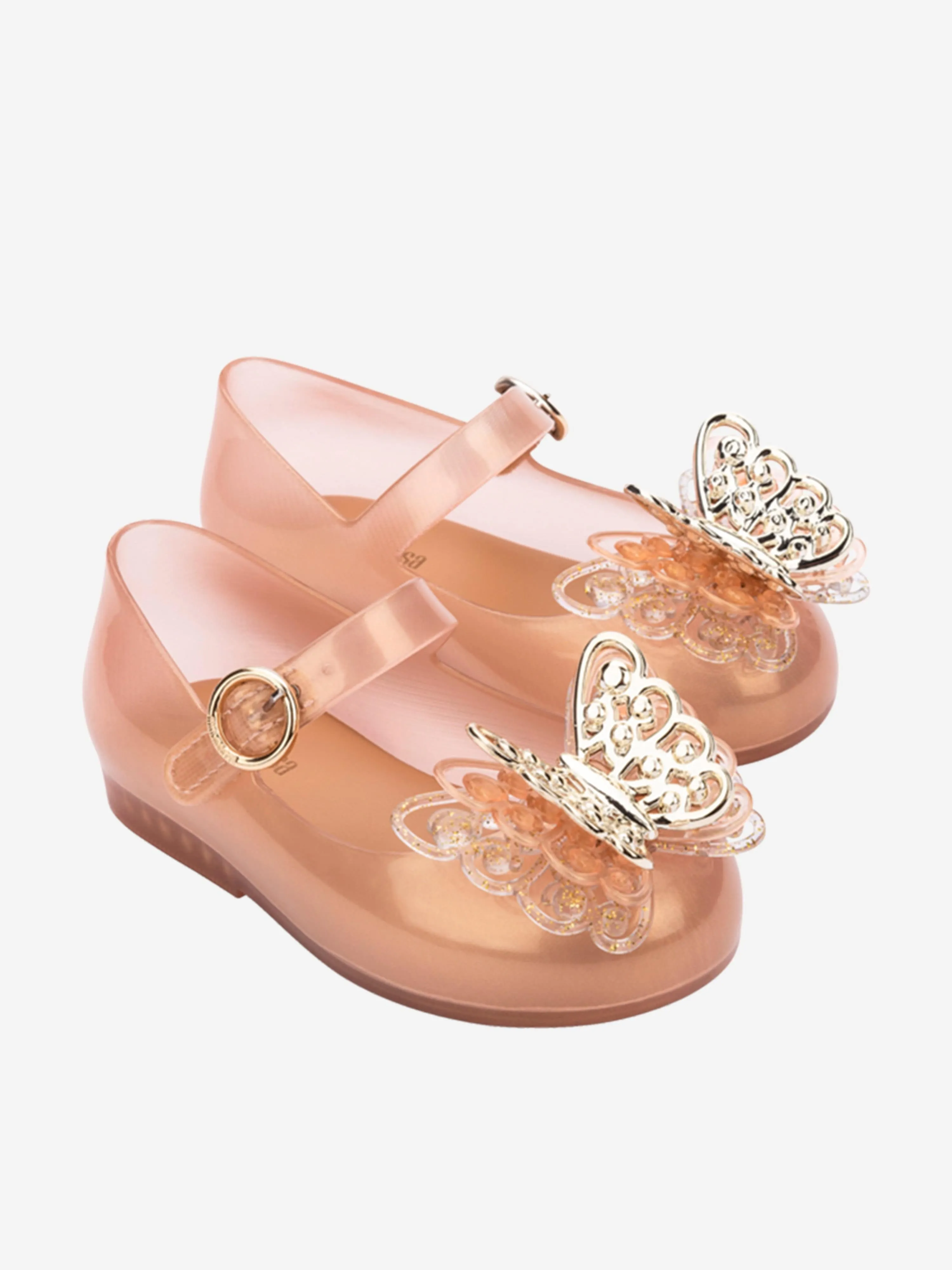 Mini Melissa Girls Sweet Love Fly II Shoes in Gold