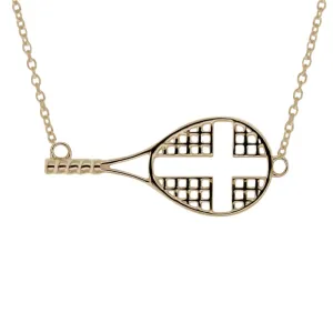 Mini Sideways Tennis Cross Necklace | Gold