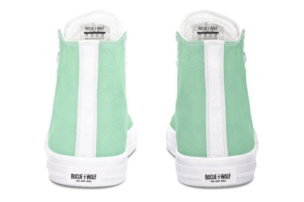 Mint Green High Tops - Classic Premium Canvas Shoes with Comfortable and Durable Soles