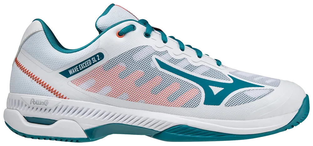 Mizuno Wave Exceed SL 2 (AC) Padel Shoes (White/Harborblue/Firecracker)