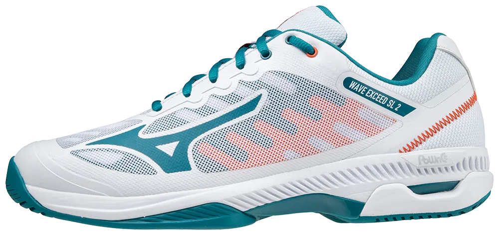 Mizuno Wave Exceed SL 2 (AC) Padel Shoes (White/Harborblue/Firecracker)