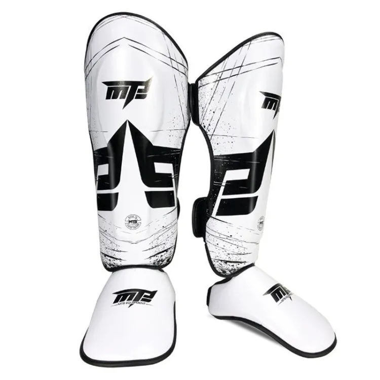 MTB SJ-004B Freestyle Grappling Thai Boxing Taekwondo Thickening Leg Guards Protective Gear, Size: L(White)