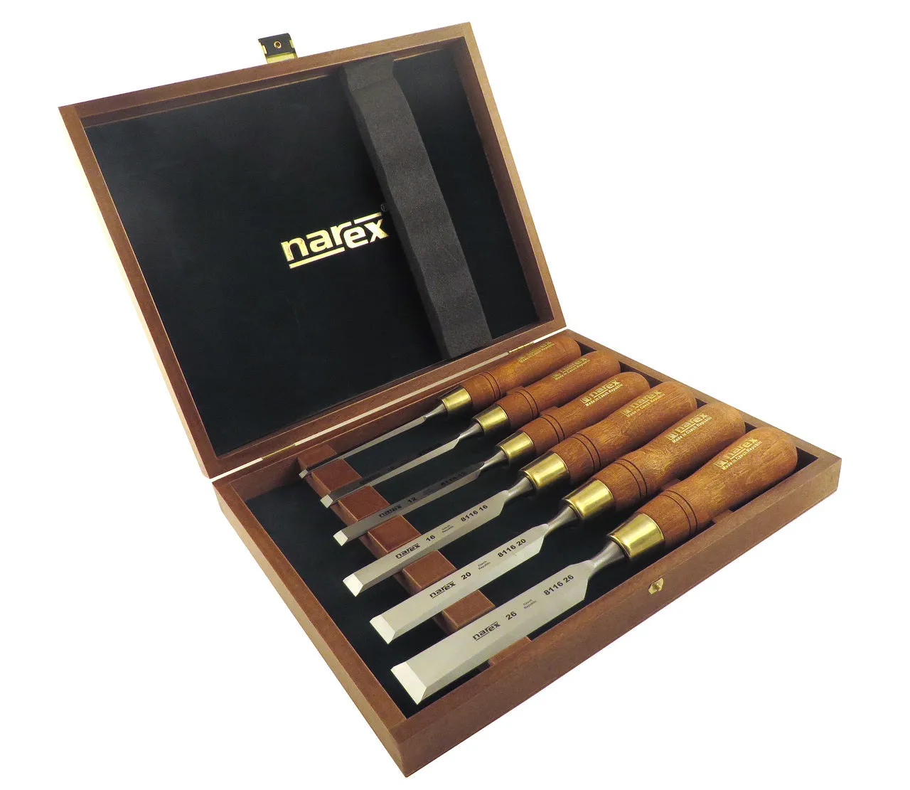 Narex 6 Piece Premium Bevel Edge Chisel Set in Wooden Presentation Box (853200)