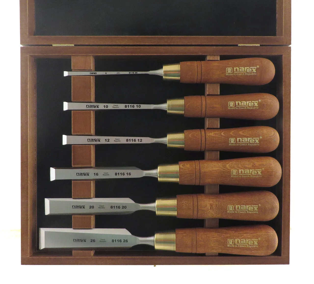 Narex 6 Piece Premium Bevel Edge Chisel Set in Wooden Presentation Box (853200)