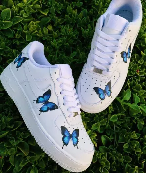 NIKE AIR FORCE 1 CUSTOM BLUE BUTTERFLIES