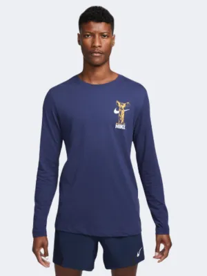 Nike Dri-Fit Wild Card Men Training Long Sleeve Blue Night