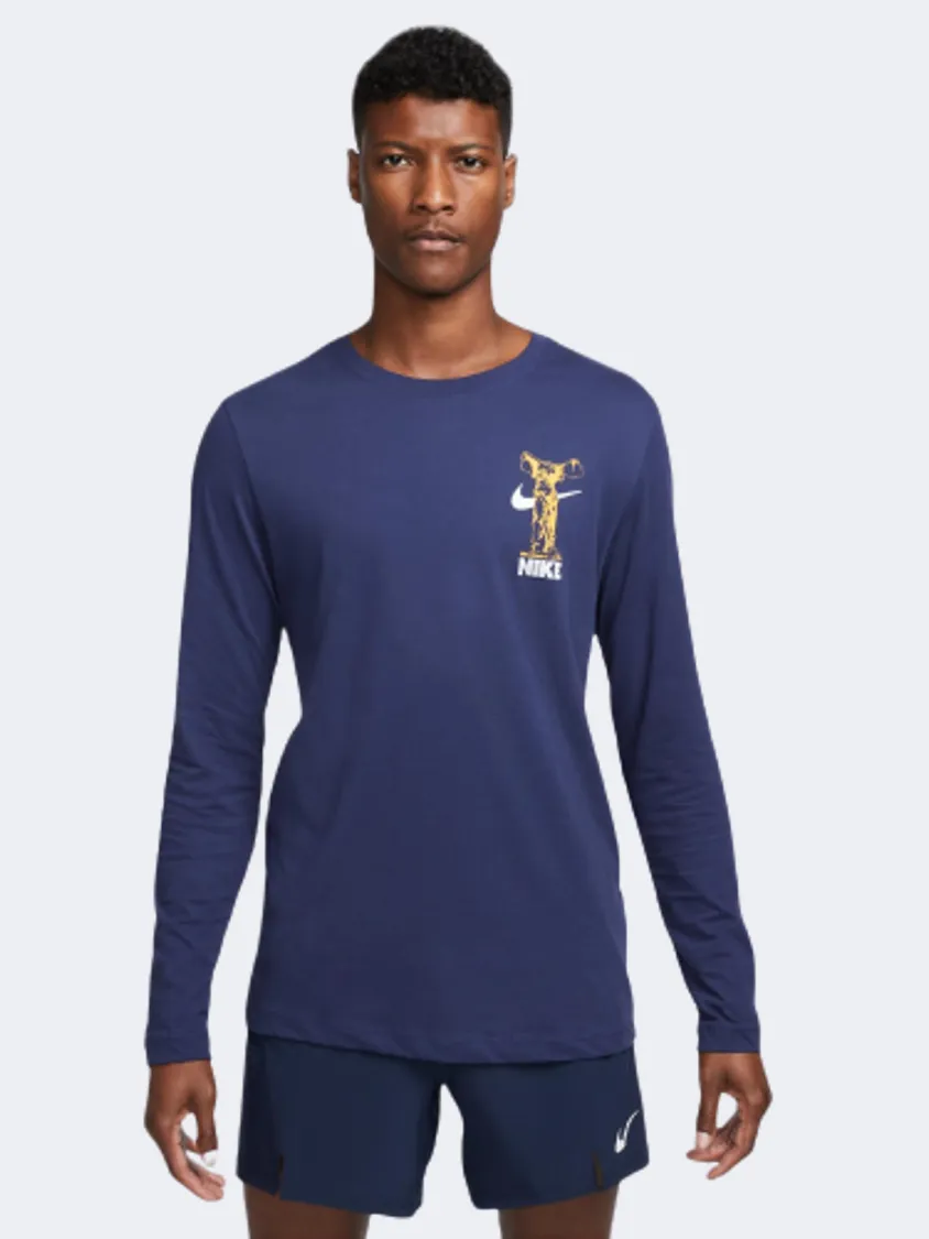 Nike Dri-Fit Wild Card Men Training Long Sleeve Blue Night