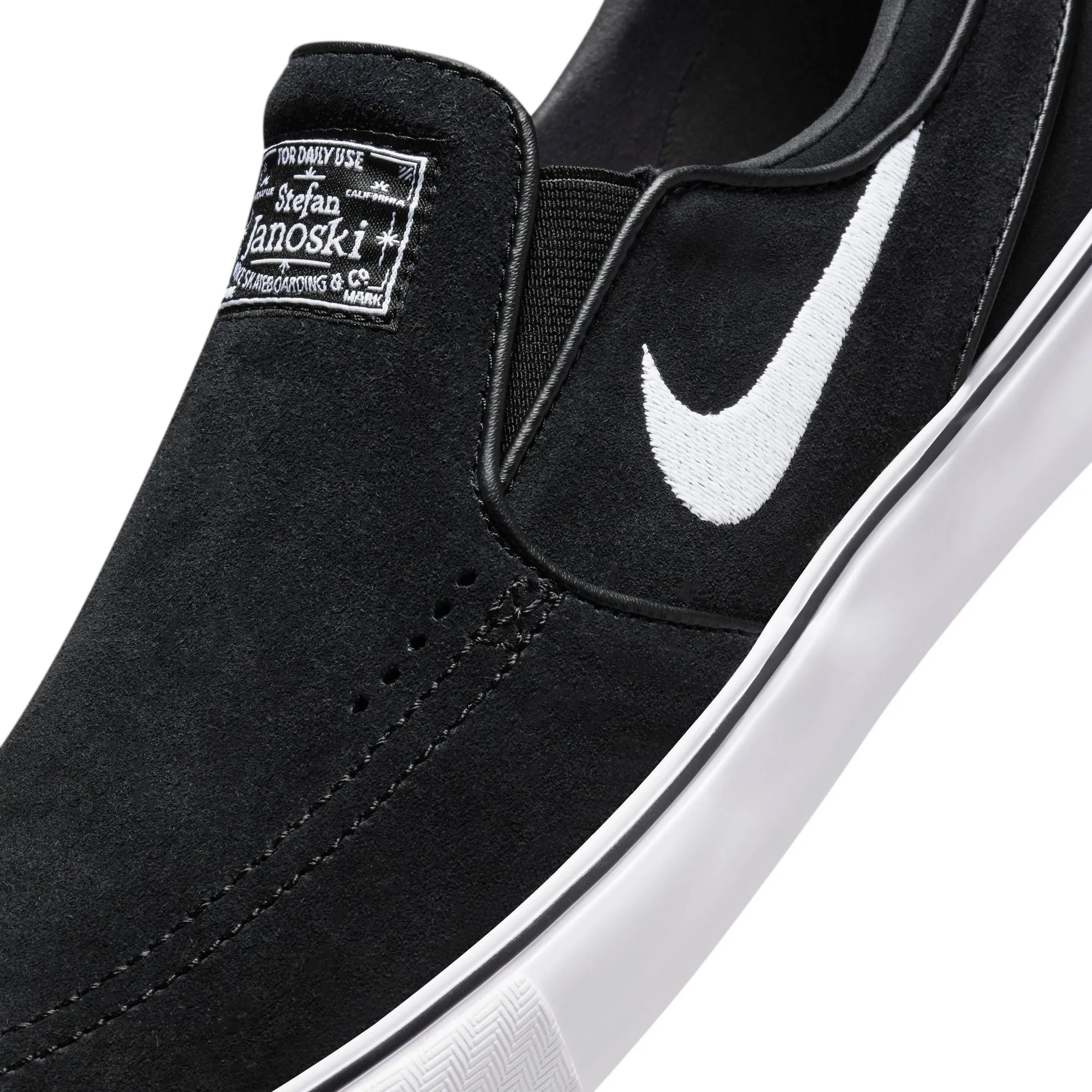 Nike SB Janoski  Slip-On Skate Shoes-Black/White