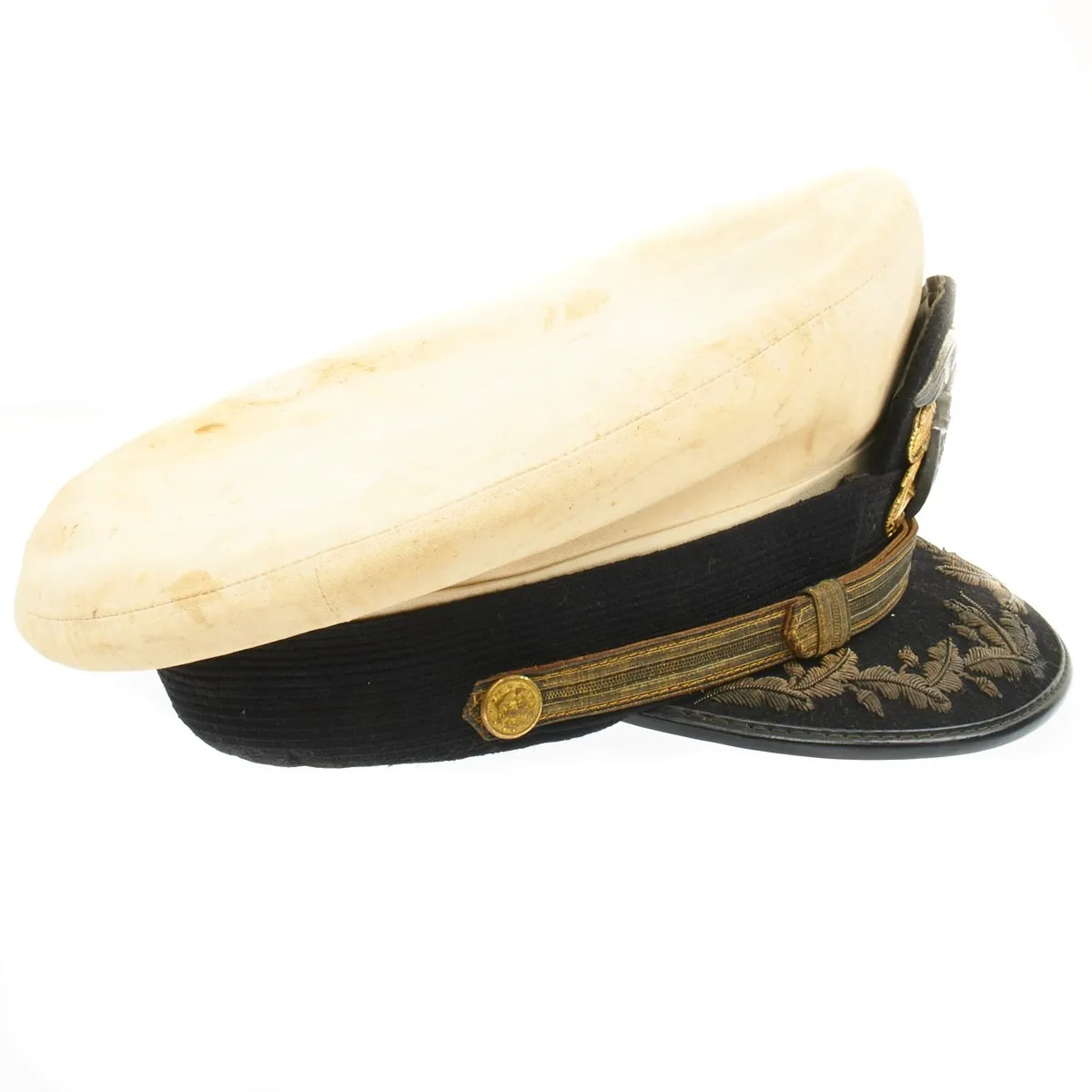 Original U.S. WWII Navy Vice Admiral George R. Henderson White Peaked Visor Cap