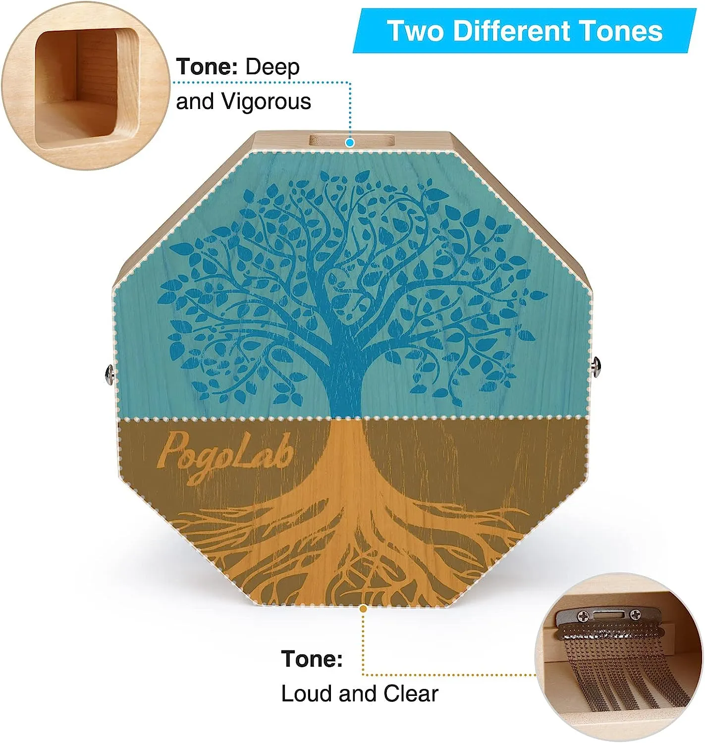 POGOLAB Wooden Two-tone Cajon Percussion Instrument Drum