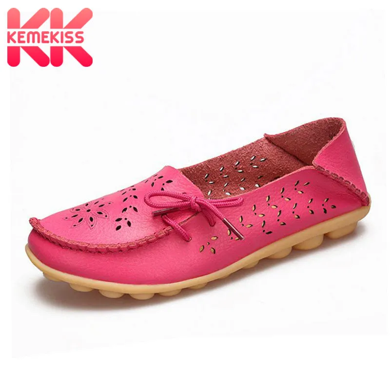 Real Leather Women Flats Shoes Fashion KEMEKISS