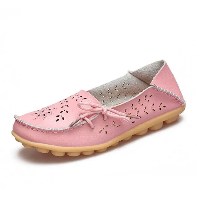 Real Leather Women Flats Shoes Fashion KEMEKISS