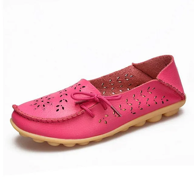 Real Leather Women Flats Shoes Fashion KEMEKISS