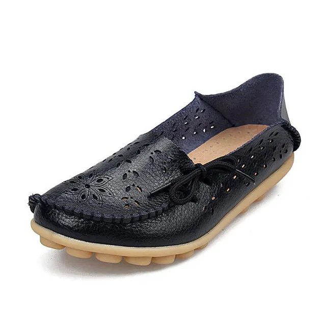 Real Leather Women Flats Shoes Fashion KEMEKISS