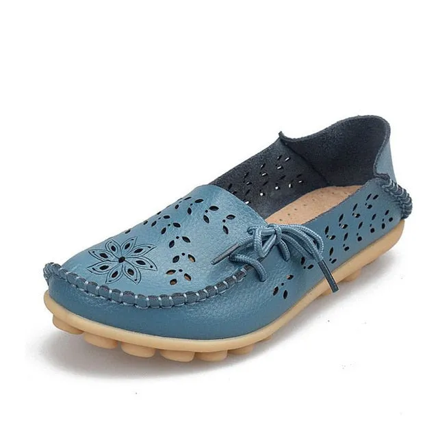 Real Leather Women Flats Shoes Fashion KEMEKISS