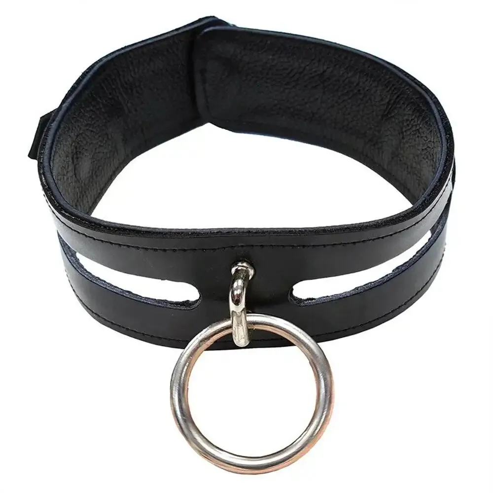 Rouge Garments Black Leather Bondage Collar for Bdsm Couples