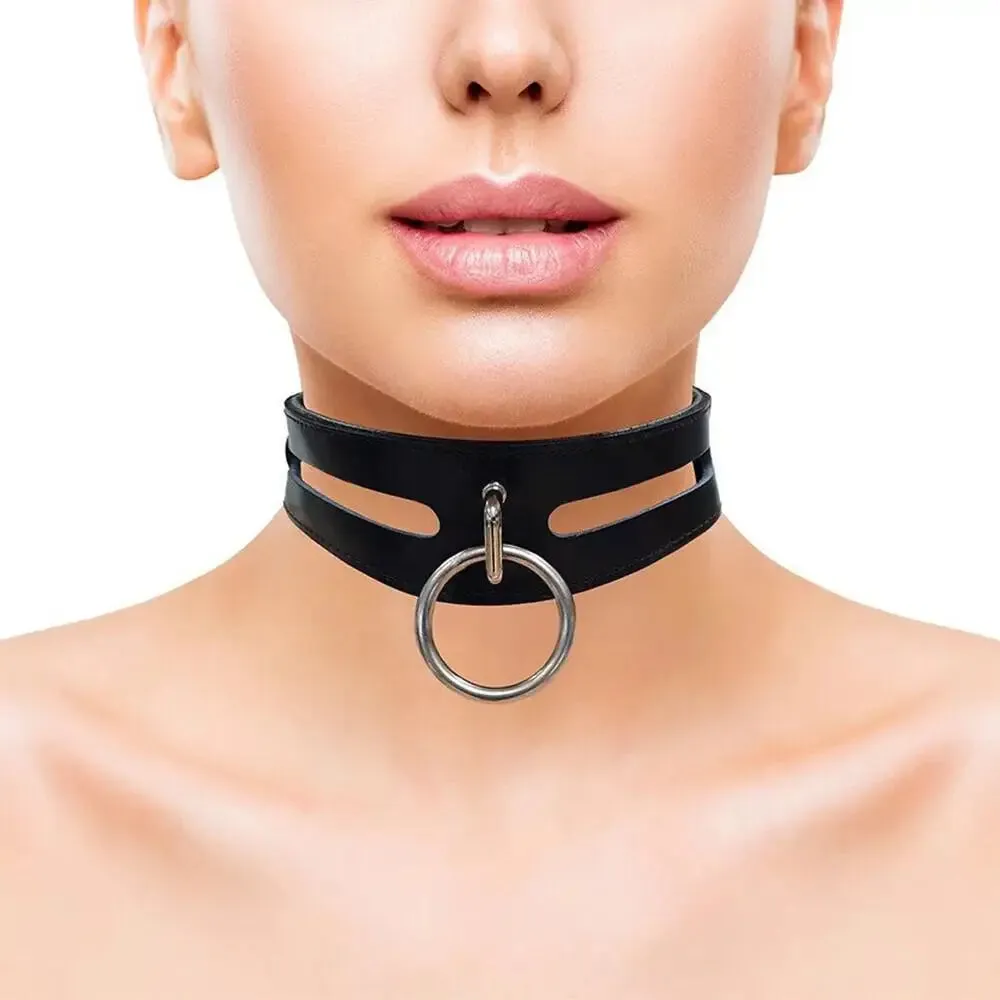 Rouge Garments Black Leather Bondage Collar for Bdsm Couples