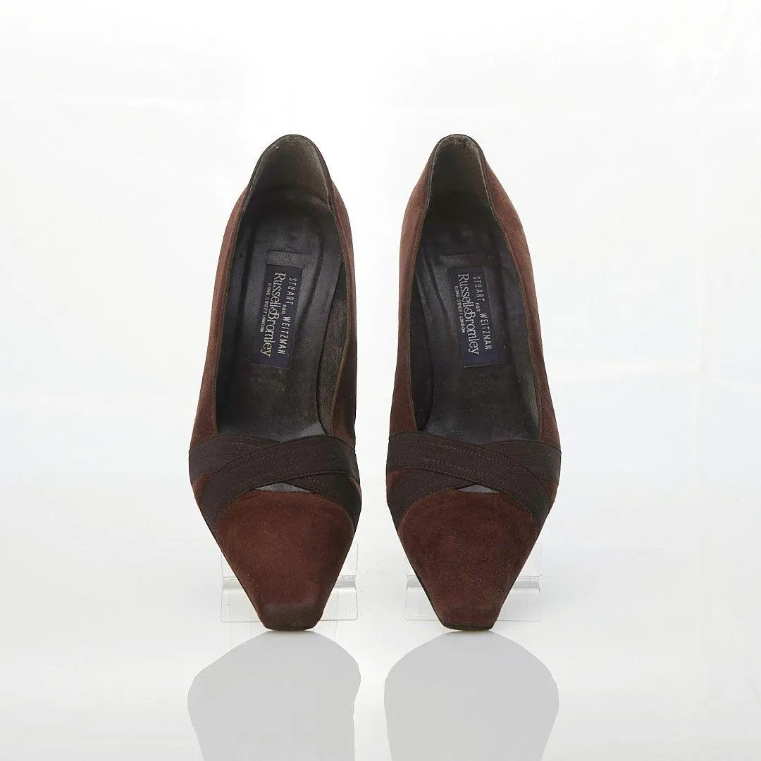 Russell & Bromley Suede Brown Court Shoe UK Size 8.5