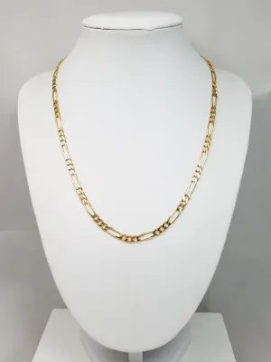 Showy 18" Solid 14k Yellow Gold Figaro Link Chain Necklace Italy